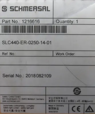 NEW SCHMERSAL SLC440-ER-0250-14-01 LIGHT CURTAIN SET 1216616 SLC440ER02501401