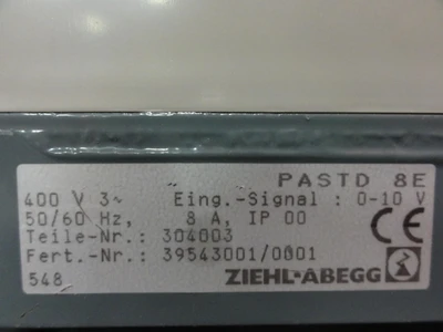 USED ZIEHL-ABEGG PASTD 8E