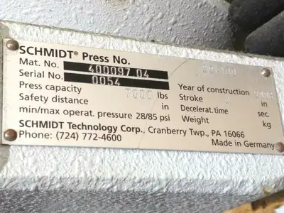Used SCHMIDT TECHNOLOGY HYDRO PNEUMATIC PRESS CYLINDER 7K LBS/IN 28/85 PSI Automation Control (HMI) | Maverick Industrial Sales #1107380
