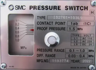 NEW SMC IS2761-103L9 PRESSURE SWITCH IS2761103L9