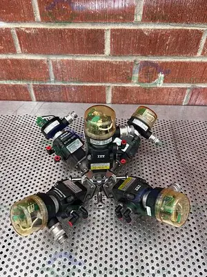 USED 5 ITT ADVANTAGE STAINLESS STEEL DIAPHRAGM VALVES W/ VALVE POSITIONER