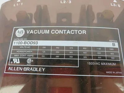 Allen Bradley 1100-BOD93/B Vacuum Contactor 1500VAC 200HP 3 Pole Series B