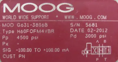 NEW MOOG G631-3806B SERVO VALVE H60FOFM4VBR G6313806B