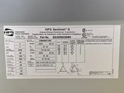 NEW HAMMOND POWER SOLUTIONS INC. SG3D0030BK