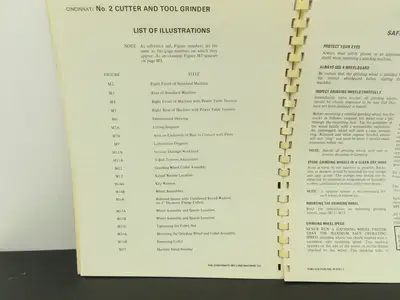Cincinnati No 2 DO Cutter & Tool Grinder Owner Operator Instruction Manual