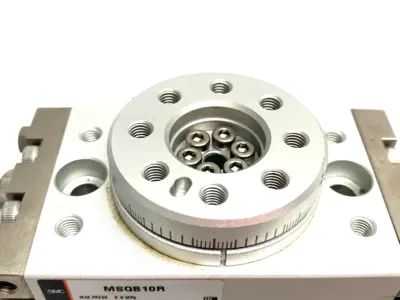 USED SMC ROTARY TABLE ACTUATOR DOUBLE-ACTING 10MM, 0-190 DEGREE