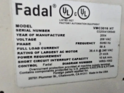 USED FADAL VMC3016