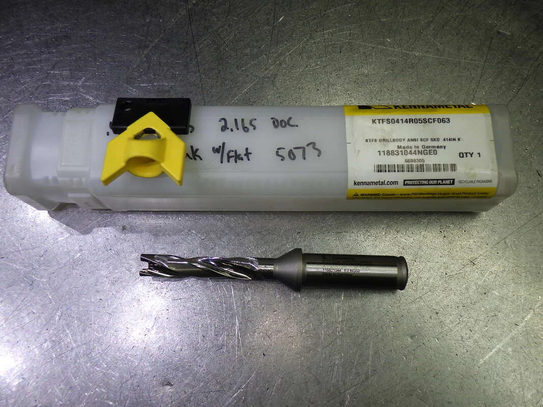 Kennametal .414" Coolant Thru 5xD Drill 5/8" Shank KTFS0414R05SCF063 (LOC2978D)