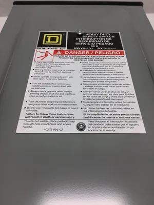 Square D H362RB Heavy Duty Safety Switch 60A 600VAC Type 3R Enclosure
