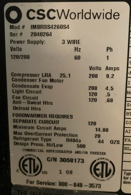 1-0472 CSC Worldwide IMBRSS4260S4 Hot Case/Cooler Merchandiser