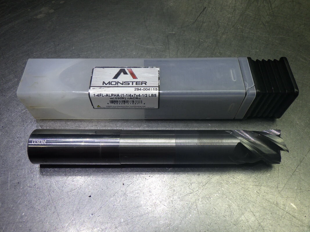 Monster 1" 4 Flute Carbide CR Endmill 1" Shank .03" R 294-004115 (LOC578A)