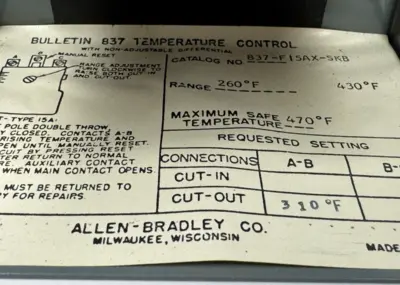 USED ALLEN-BRADLEY 837-F15A-SKBS