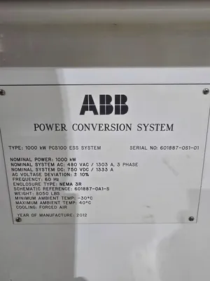 USED 2012 ABB 1000KW PCS100 ESS