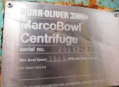 Dorr-Oliver 16L decanter centrifuge, 316SS.