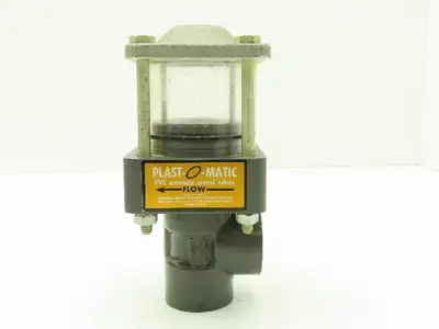 Plast-o-matic D075B 3/4" Shutoff Valve Double Action Pneumatic Controlled