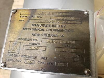 Mechanical Equipment Co. 3H-4420-01-307-9882 Heat Exchanger