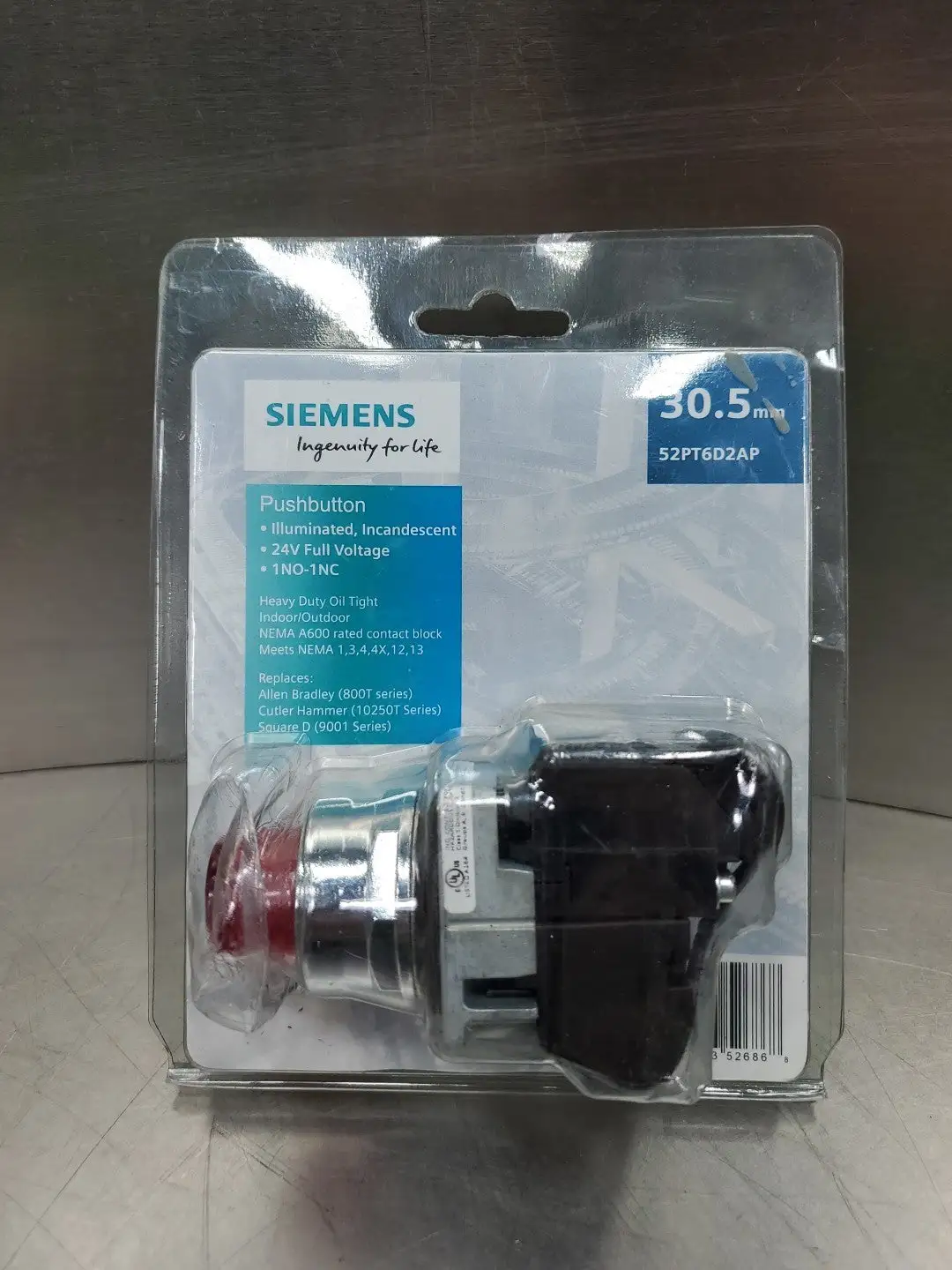 USED Siemens 52PT6D2AP PushButton Illuminated Switch, 1NO-1NC