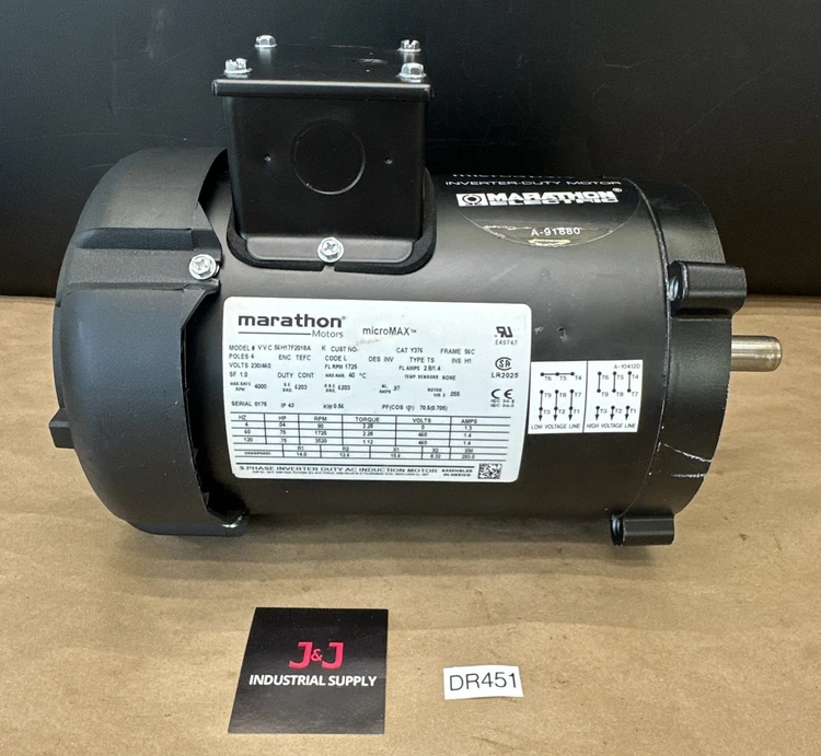 New | in-Stock Marathon Electric VVC 56H17F2018A K Motors (misc) Indiana US | J&J Industrial Supply #516611