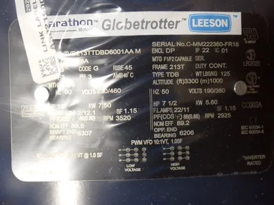 Used MARATHON MOTORS 213TTDBD6001 Motors (misc) Ohio US | HGR 24 #912607