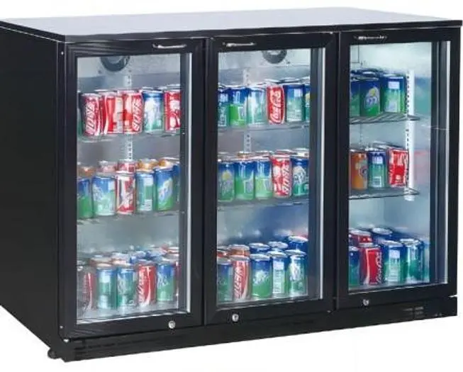 3 glass door back bar refrigerator - swing door