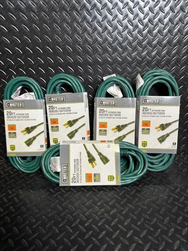 Master Electrician 20 ft Extension Cord Indoor/Outdoor - 16 GA - 125V/13A - Lot of 5 - 765125