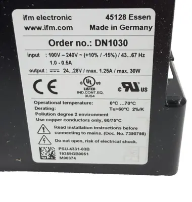 NEW IFM EFECTOR PSU-1AC/24VDC-1,3A DN1030 POWER SUPPLY