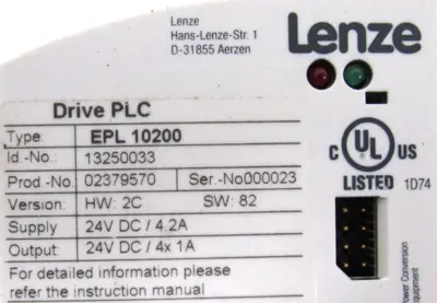 USED LENZE EPL-10200 PLC DRIVE EPL-10202 EMF2103IP EPL10200