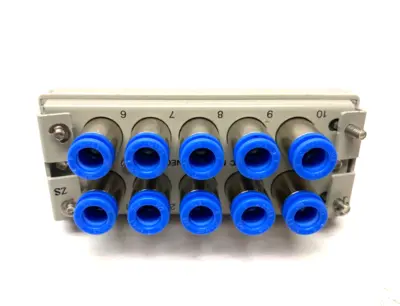 USED SMC MULTICONNECTOR PNEUMATIC MANIFOLD 10-PORT 8MM