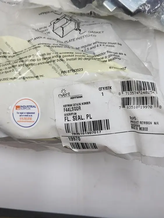 New | in-Stock NVENT HOFFMAN NVENT HOFFMAN F44LSGQR FLAT SEAL PLATE *NEW IN BAG*** 19970 Pump & Valve Parts | ND Industrial Surplus #1216505