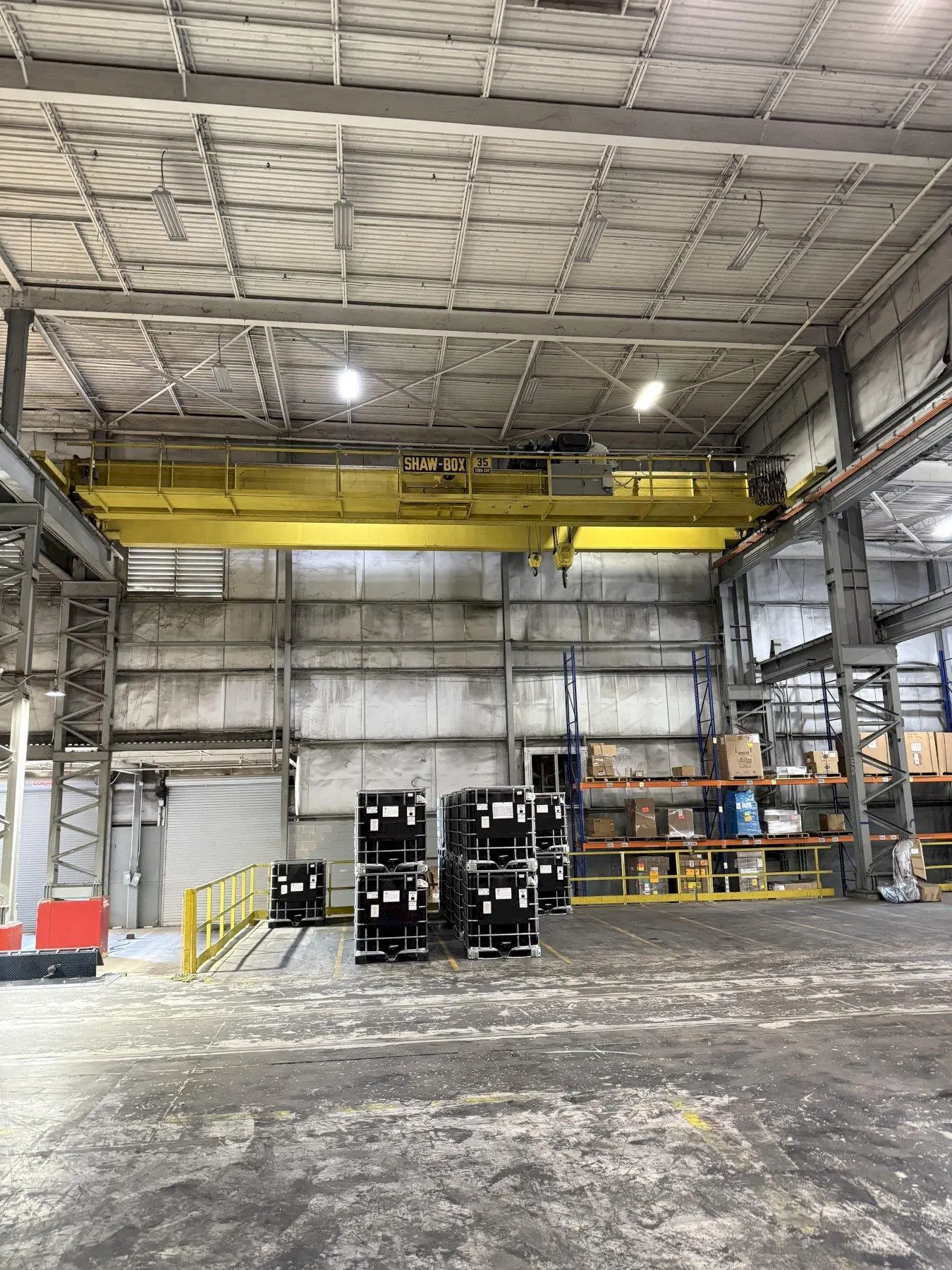 30/5 TON X 60' SPAN SHAW BOX OVERHEAD BRIDGE CRANE. STOCK # 1006625