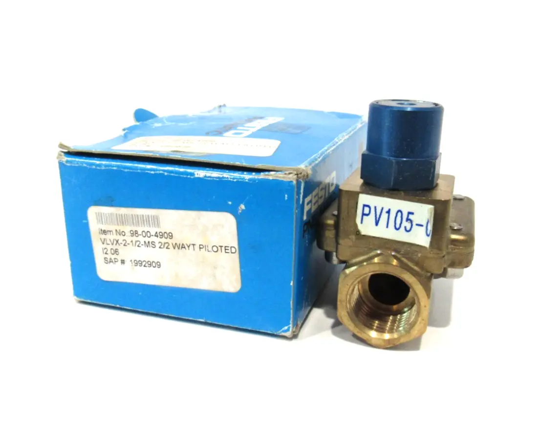 NEW FESTO VLVX-2-1/2MS 2/2 WAY PILOTED VALVE 98-00-4909 VLVX212MS