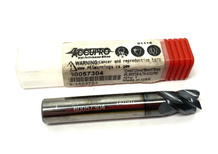 New | in-Stock ACCUPRO SQUARE END MILL: 12.00 MM DIA, 16.00 MM LOC, 4 FLUTE, SOLID CARB End Mills Michigan US | Maverick Industrial Sales #1090264