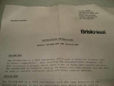 New | in-Stock BRISKHEAT _UNKNOWN_ Temperature Controls | OCO Industrial #1593186