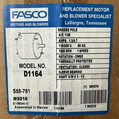 NEW Fasco D1164