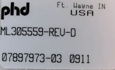 NEW PHD ML305559-REV-D PNEUMATIC CYLINDER SLIDE 07897973-03 ML305559REVD