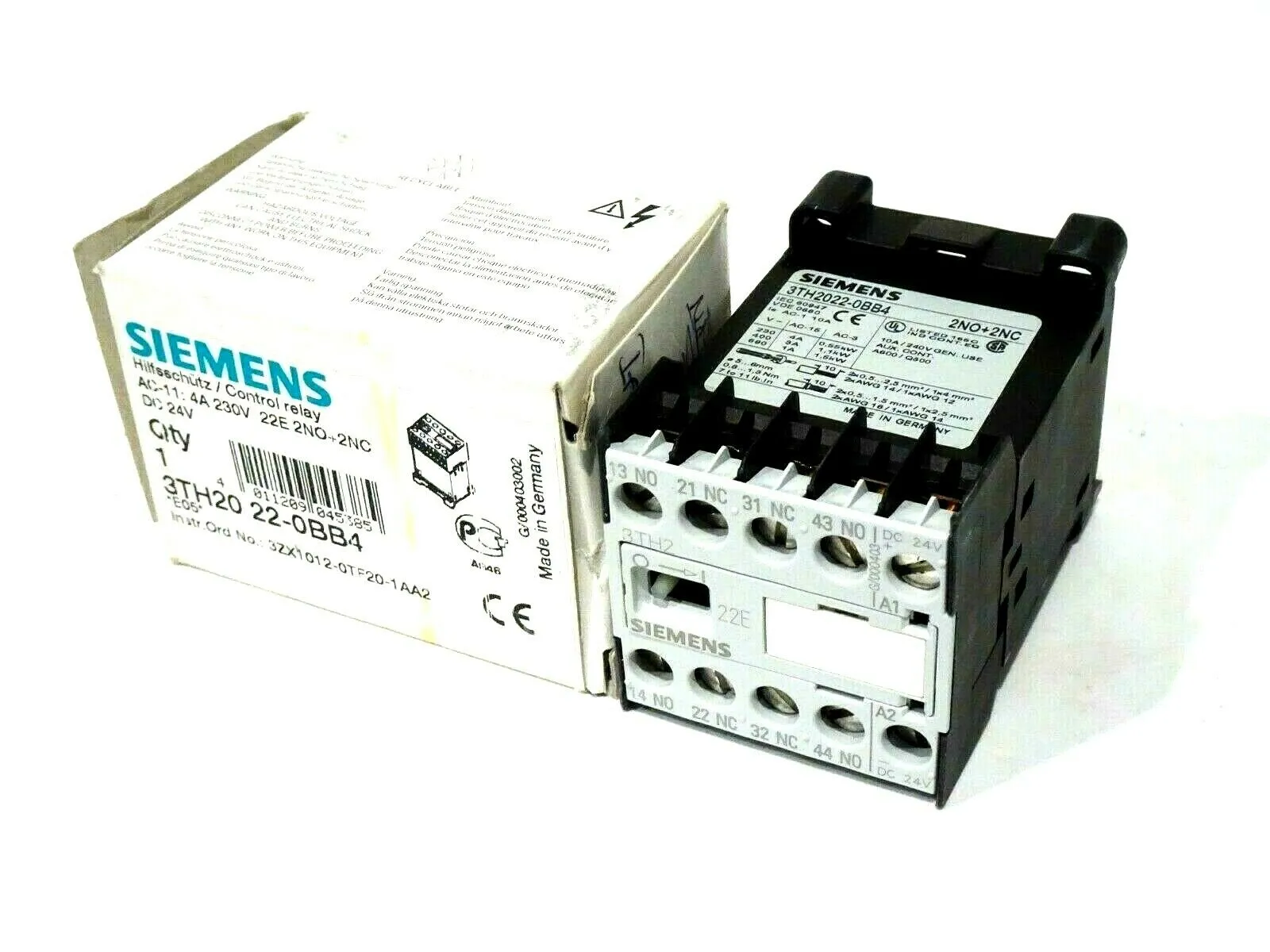NEW SIEMENS 3TH20 22-0BB4 CONTROL RELAY 3TH20220BB4