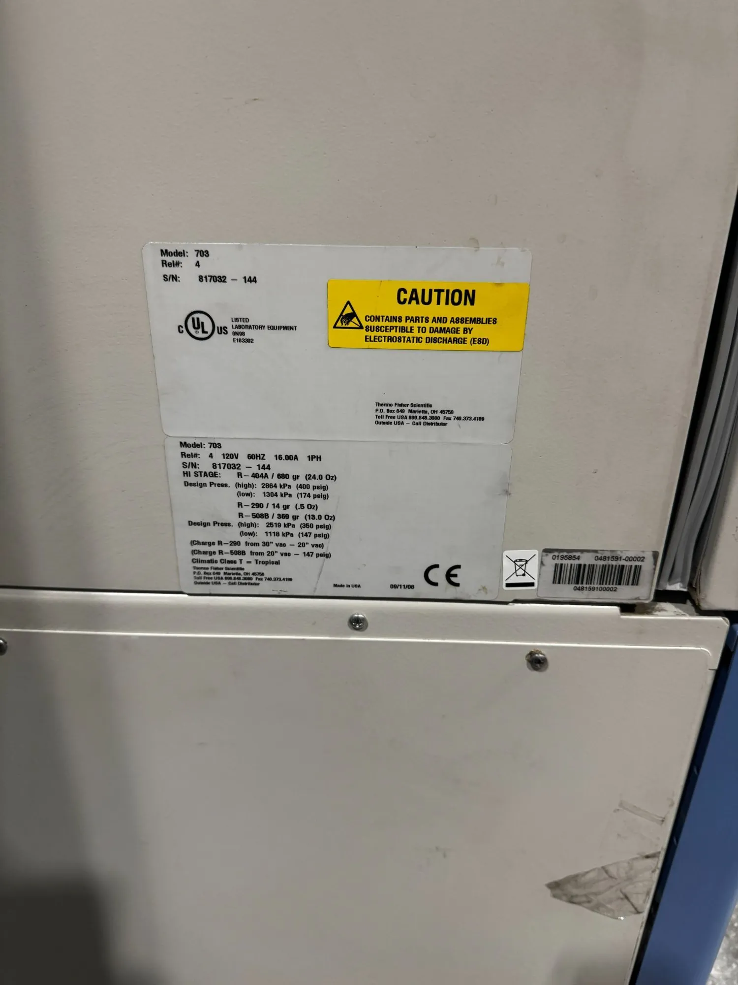 Used THERMO SCIENTIFIC 703 Lab Freezers British Columbia CA | Enwave Corp. #1424070
