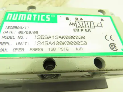 Numatics I35SA43AK000030 Pneumatic Air Valve Directional Control 150PSIG 120VAC
