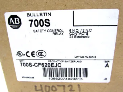 ALLEN BRADLEY 700S-CF620EJC SAFETY CONTROL RELAY SER.A 700SCF620EJC NEW, SURPLUS