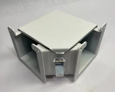 USED HOFFMAN NVENT ELBOW 90-DEGREE WIREWAY FITTING, TOP OPEN PAINTED WHITE