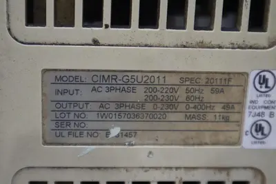 OMRON G5+ CIMR-G5U2011 200-230V 3 PHASE VARIABLE FREQUENCY AC DRIVE STOCK 3412-D