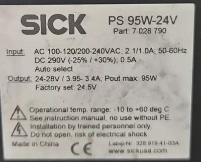 SICK PS 95W-24V Power Supply 24VDC 3.9A loc4A14