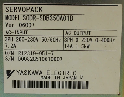 USED YASKAWA SGDR-SDB350A01B