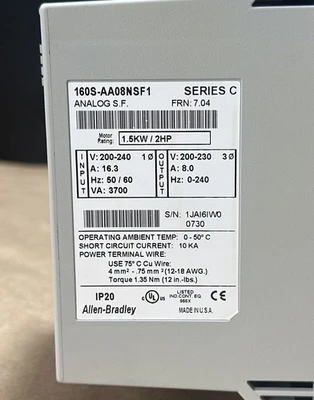 USED Allen Bradley 160S-AA08NSF1-C