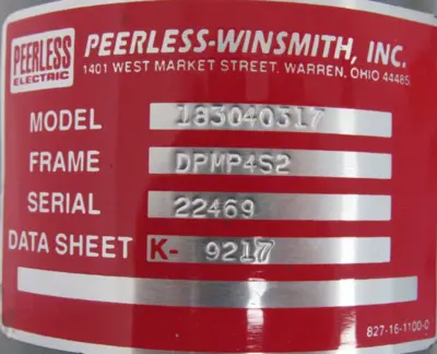NEW PEERLESS 183040317 SERVO MOTOR DPMP4S2