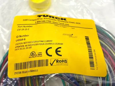 New | in-Stock Turck Actuator Sensor Receptacle Front-Mount Male M23 19-Pin U4564-6 Electrical Fittings Michigan US | Maverick Industrial Sales #1391106