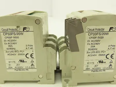 Fuji Electric CP33FM/15W CP33FS/20W AC Circuit Breakers 15/20A 3-Pole Lot of 4