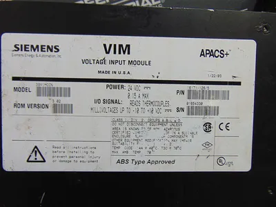 Siemens APACS+ VIM Voltage Input Module 39VIMCCN 16171-126/5 Used