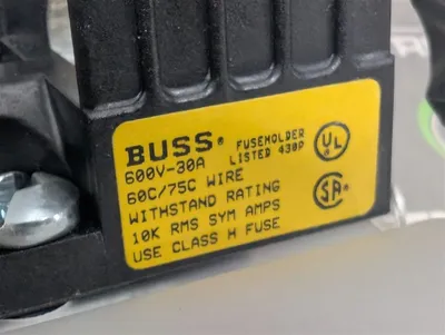 BUSS H60030-3C Fuseholder with Mount and Cover 600VAC 30A Used