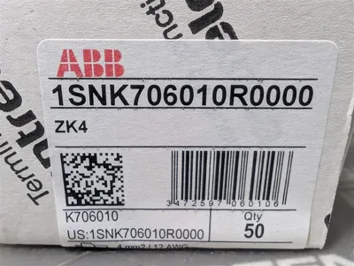 Box of 50 ABB 1SNK706010R0000 Feed-Through Spring Clamp Terminal Blocks ZK4 New NIB
